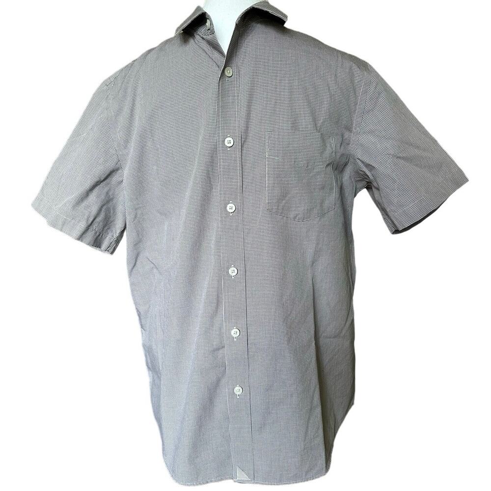 UNTUCKit‎ Shirt Mens Blue Grey Plaid Cotton Preppy Business Wrinkle Free sz M